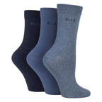 3 Pack Ladies Plain Cotton Socks - Soft Breathable Everyday Comfort Fit