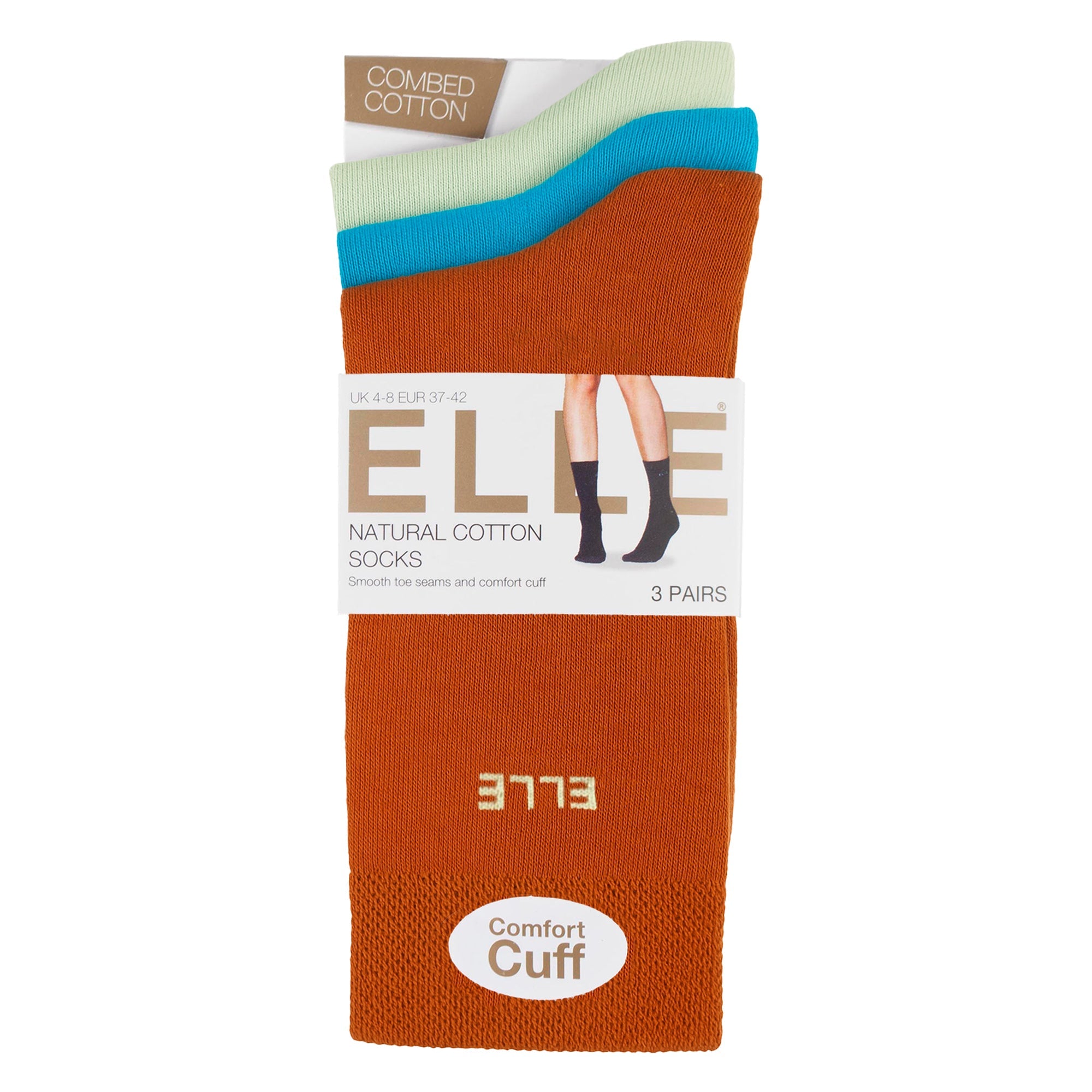 3 Pack Ladies Plain Cotton Socks - Soft Breathable Everyday Comfort Fit
