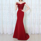 Mermaid Long Evening Dress Party Elegant Long Prom Gown With Belt, 4, 6, 8, 10, 12, 14