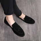 Men Leather Shoes Suede Tassels Slip-on Peas Shoes, 43, 37, 38, 39, 40, 41, 42, 44, 45, 46, 47, 48