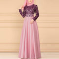Lace Stitching Retro Large Swing Dress Ethnic Style Long-Sleeved Slim Dress, S, M, L, XL