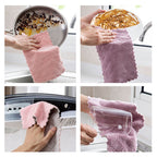 Kitchen Rag Double-sided Water-absorbing Wipe Sink Dish Rag Non Stick Oil Furniture Cleaning Cloth Random Color Delivery, Quantity:5 PCS
