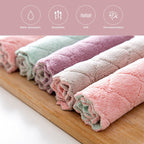 Kitchen Rag Double-sided Water-absorbing Wipe Sink Dish Rag Non Stick Oil Furniture Cleaning Cloth Random Color Delivery, Quantity:5 PCS
