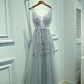 Sexy V-neck Evening Dress Robe Tulle Applique Evening Dresses, S, XXL, XXXL