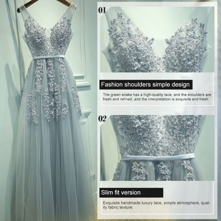 Sexy V-neck Evening Dress Robe Tulle Applique Evening Dresses, S, XXL, XXXL