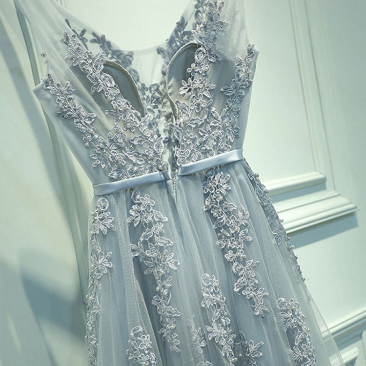 Sexy V-neck Evening Dress Robe Tulle Applique Evening Dresses, S, XXL, XXXL