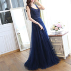Sexy V-neck Evening Dress Robe Tulle Applique Evening Dresses, S, XXL, XXXL