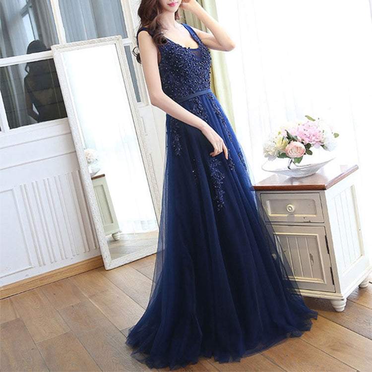 Sexy V-neck Evening Dress Robe Tulle Applique Evening Dresses, S, XXL, XXXL