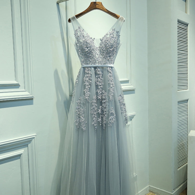 Sexy V-neck Evening Dress Robe Tulle Applique Evening Dresses, S, XXL, XXXL