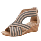 Women Summer Slope Heel Sandals Fashion Bohemian Style Fish Mouth Shoes, Size: 36(Apricot)
