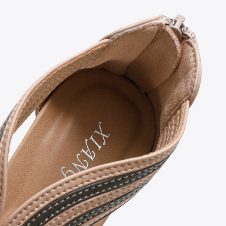 Women Summer Slope Heel Sandals Fashion Bohemian Style Fish Mouth Shoes, Size: 36(Apricot)
