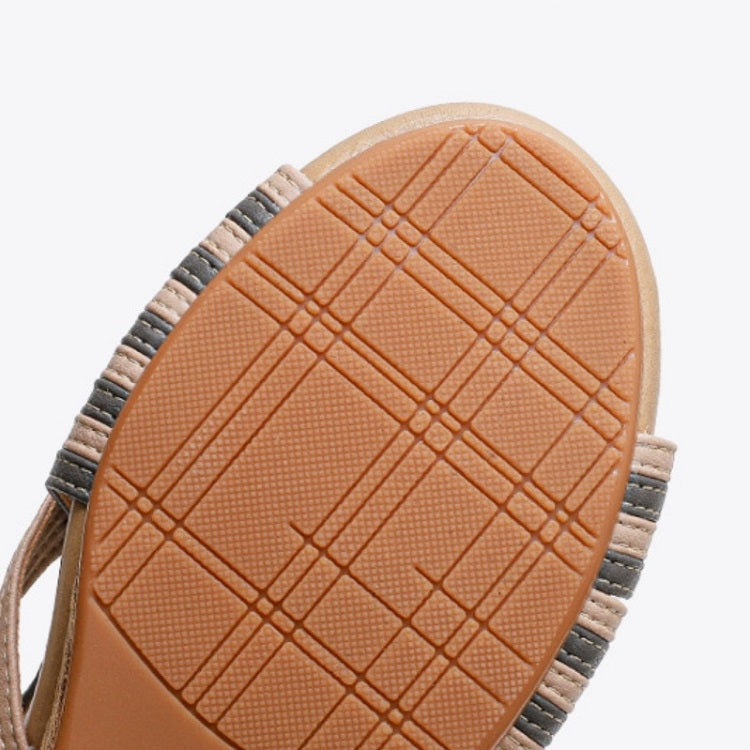 Women Summer Slope Heel Sandals Fashion Bohemian Style Fish Mouth Shoes, Size: 36(Apricot)