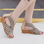Women Summer Slope Heel Sandals Fashion Bohemian Style Fish Mouth Shoes, Size: 36(Apricot)