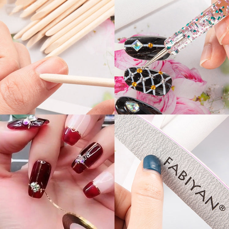 FABIYAN Nail Brush Nail Piece Set Nail Art Polishing Supplies Set, Specification: Transparent Semi-sticked Big Set