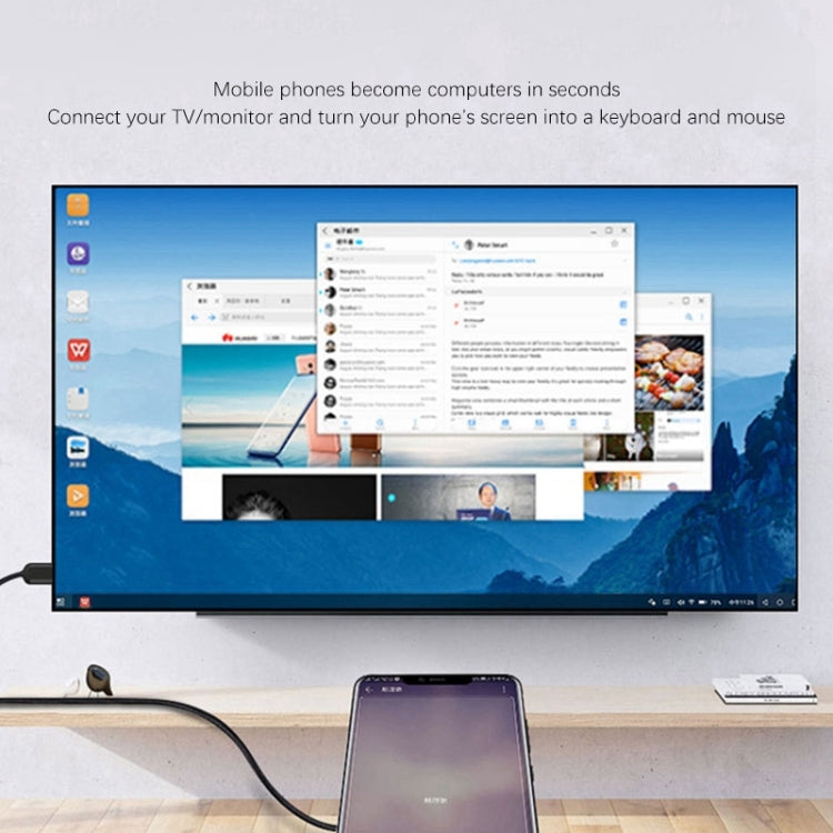 T2 Type C USB To HDMI-Compatible 4K 60Hz HD Cable TV Screen Connector for Phones, Tablets, Laptops, Projectors(Black)