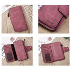 B821 Ladies Frosted Coin Purse PU Leather Clutch Multi-Purpose Long Wallet Large Capacity Card Case(Green)