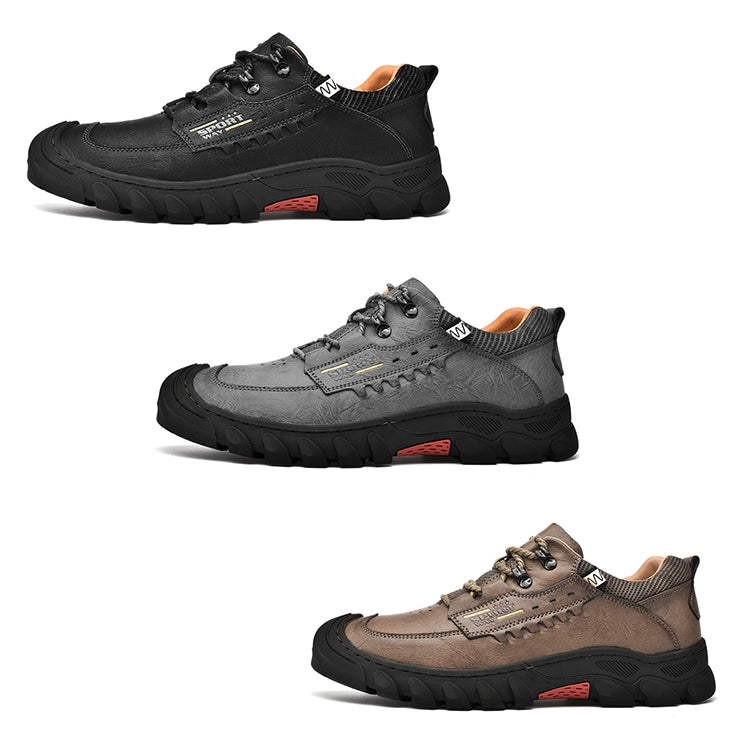 XZ2182 Autumn Men Outdoor Hiking Shoes Cowhide Laced Thick-Soled Men Shoes, 46