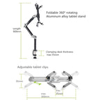 TB-03 Universal Desk Clamp Tablet Stand Aluminum Alloy Articulating Arm with 3-Section Folding & 360-degree Rotation, TB-03