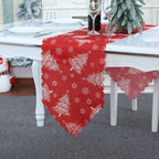 Christmas Decoration Print Table Flag Restaurant Family Party Tablecloth, Flower, Lattice, Gray, Christmas Tree