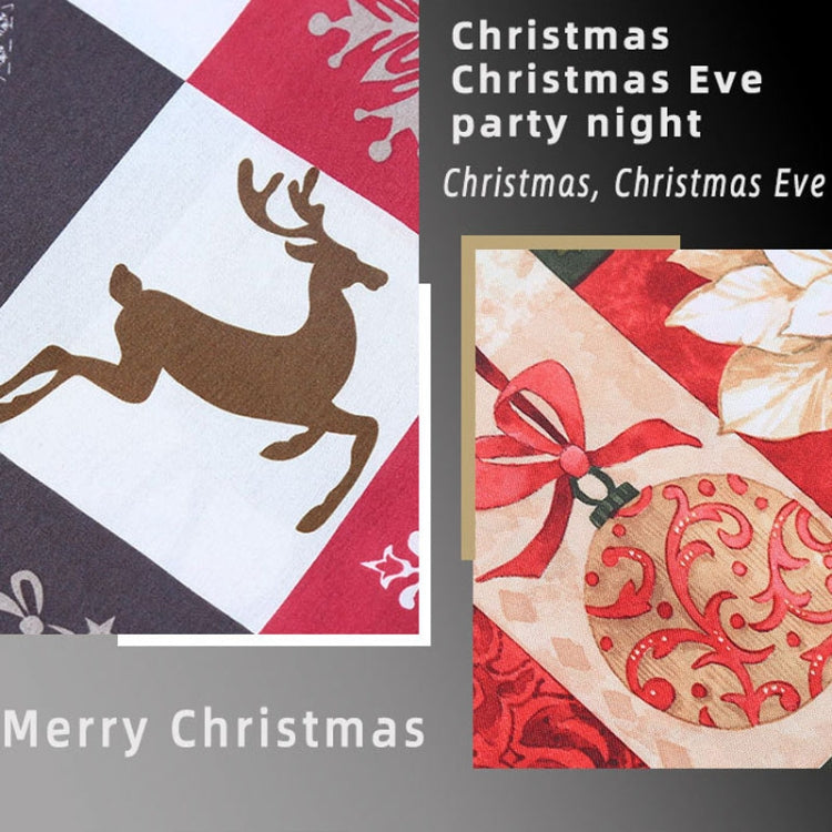 Christmas Decoration Print Table Flag Restaurant Family Party Tablecloth, Flower, Lattice, Gray, Christmas Tree