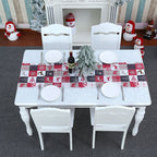 Christmas Decoration Print Table Flag Restaurant Family Party Tablecloth, Flower, Lattice, Gray, Christmas Tree