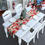 Christmas Decoration Print Table Flag Restaurant Family Party Tablecloth, Flower, Lattice, Gray, Christmas Tree