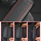 Fiber Leather Embossed Car Seat Belt Shoulder Cover Protector 6.5X23cm(Black Red)