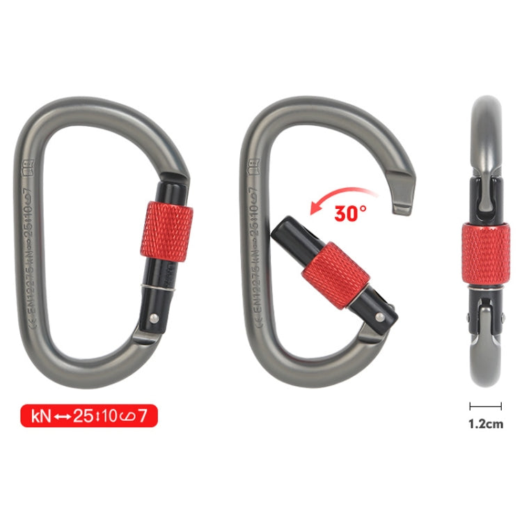 Xinda 25kN Climbing Carabiner Aluminum Alloy D-Shape Screw Gates Lock(Black)
