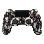 For PS4 Wireless Bluetooth Game Controller With Light Strip Dual Vibration Game Handle, White, Black, Red, Blue, Green, Rose Red, Letter, Line, Fire Ghost, Cartoon, Hulk, Skeleton, Gear, Lightning, Flame, Cloud, Burst, Wood Grain, Star Red             ...