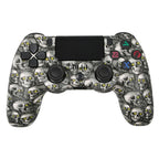 For PS4 Wireless Bluetooth Game Controller With Light Strip Dual Vibration Game Handle, White, Black, Red, Blue, Green, Rose Red, Letter, Line, Fire Ghost, Cartoon, Hulk, Skeleton, Gear, Lightning, Flame, Cloud, Burst, Wood Grain, Star Red             ...