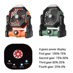 Outdoor Infinitely Variable Speed Portable Large Wind Charging Camping Lighting Fan(Black Orange)