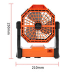 Outdoor Infinitely Variable Speed Portable Large Wind Charging Camping Lighting Fan(Black Orange)