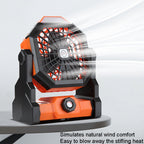Outdoor Infinitely Variable Speed Portable Large Wind Charging Camping Lighting Fan(Black Orange)