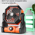 Outdoor Infinitely Variable Speed Portable Large Wind Charging Camping Lighting Fan(Black Orange)