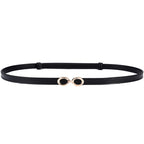 Women Thin Waistband Retro Versatile Clothing Accessories Slim Waist Belt(Black)