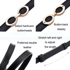 Women Thin Waistband Retro Versatile Clothing Accessories Slim Waist Belt(Black)