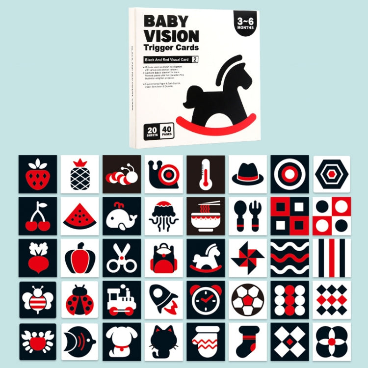 20pcs /Book Baby Early Learning Card Children Eye Care Visual Stimulation Card, 1-order Black And White, 2-order Black And Red, 3-order Color, 4-order Real Object