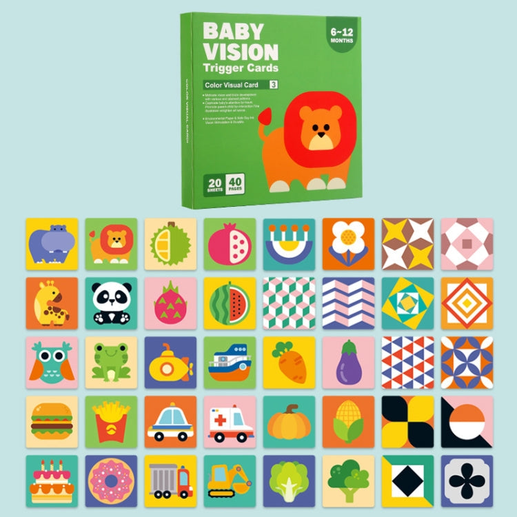 20pcs /Book Baby Early Learning Card Children Eye Care Visual Stimulation Card, 1-order Black And White, 2-order Black And Red, 3-order Color, 4-order Real Object