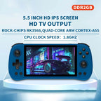 POWKIDDY X55 Game Console 5.5 Inch 1280 X 720 IPS Screen RK3566 Linux System Open-Source Retro Video Player 16GB+64GB(Black)