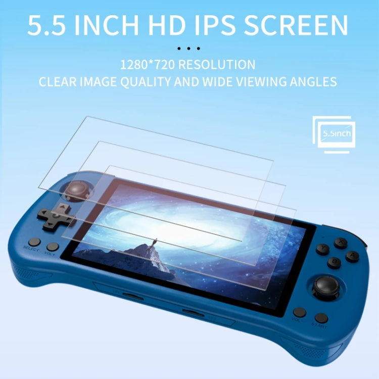 POWKIDDY X55 Game Console 5.5 Inch 1280 X 720 IPS Screen RK3566 Linux System Open-Source Retro Video Player 16GB+64GB(Black)