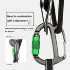 XINDA HH-9767 H-type Climbing Rappelling Friction Lock Descenders Safety Buckle Lock(Gray+Green Nut)