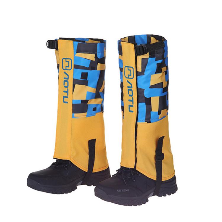 AOTU  AT8913 1pair Children Riding Skiing Waterproof Calf Protectors Outdoor Sandproof Shoes Covers, Color: Yellow Printed With Fleece L