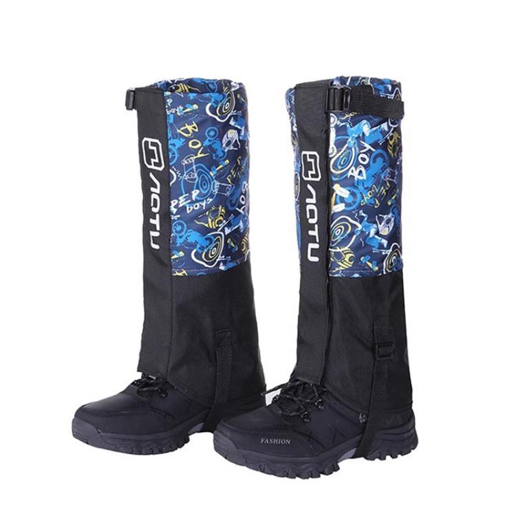 AOTU  AT8913 1pair Children Riding Skiing Waterproof Calf Protectors Outdoor Sandproof Shoes Covers, Color: Blue Astronaut With Fleece L