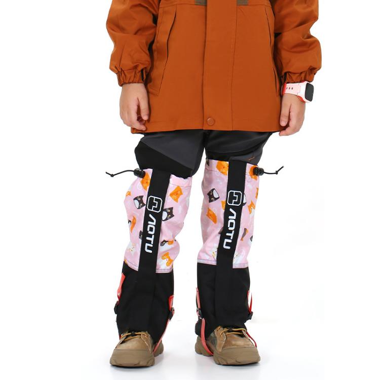AOTU  AT8913 1pair Children Riding Skiing Waterproof Calf Protectors Outdoor Sandproof Shoes Covers, Color: Pink Cat With Fleece L