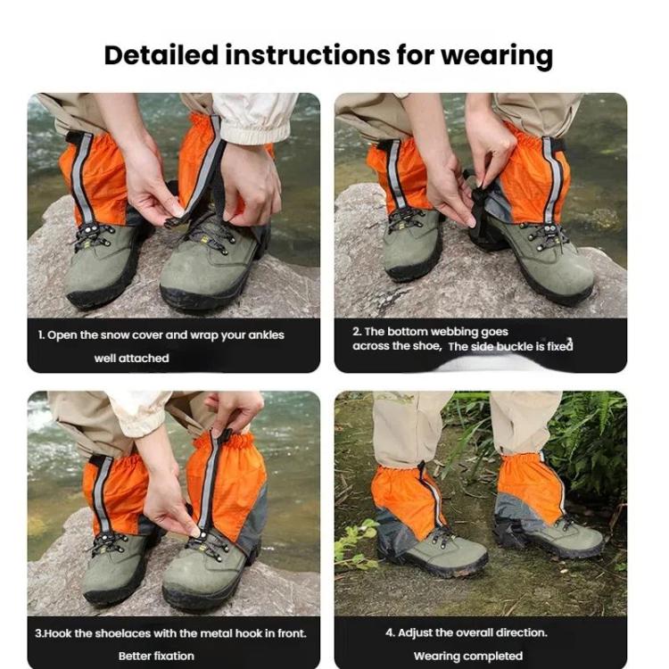 AOTU AT8917 1pair With Reflective Strip Outdoor Mountaineering Hiking Snowproof Footwear Desert Sandproof Shoe Covers(Orange)