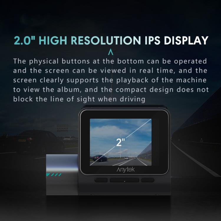 Anytek T3 PRO 2 inch 2K HD Night Vision Car Recorder Hidden Car Camera Front & Rear Dual Recording(Black)