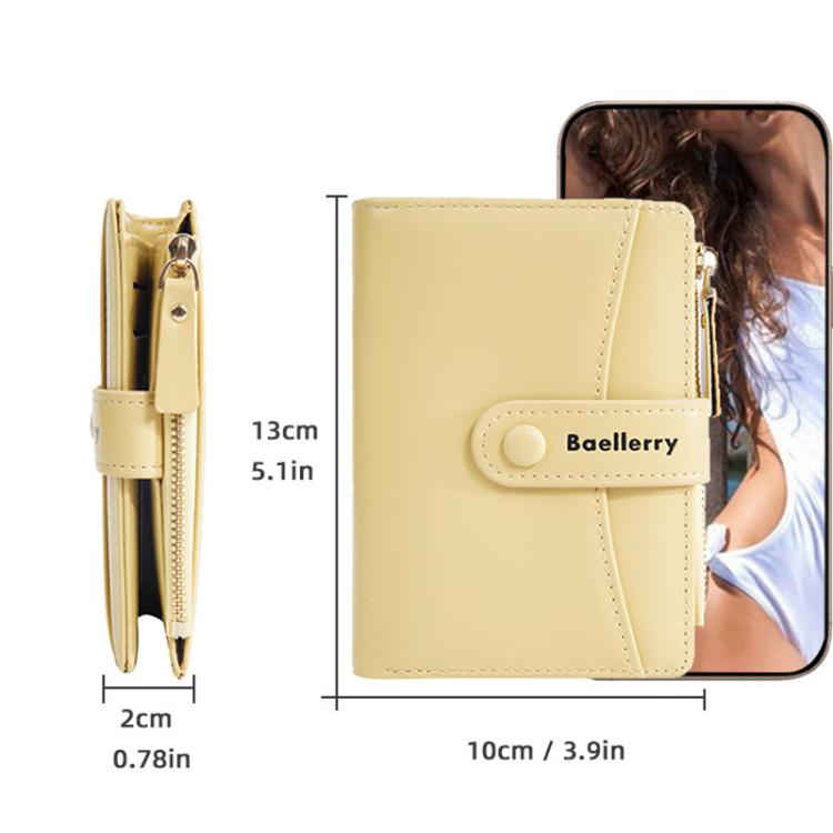 Baellerry N3256 Women Short Wallet Simple Bifold Zipper Coin Purse Soft Leather Buckle Money Clip(Blue)