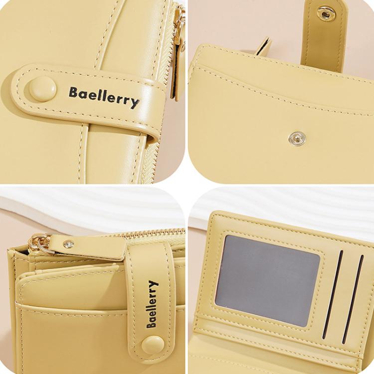 Baellerry N3256 Women Short Wallet Simple Bifold Zipper Coin Purse Soft Leather Buckle Money Clip(Blue)