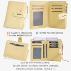 Baellerry N3256 Women Short Wallet Simple Bifold Zipper Coin Purse Soft Leather Buckle Money Clip(Blue)