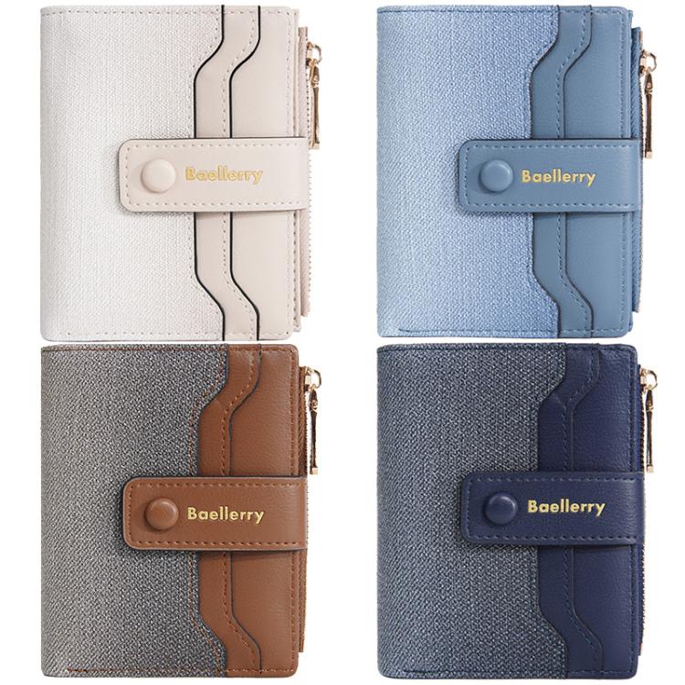 Baellerry NR118 Women Short Wallet Gradient Color Multi Card Zipper Coin Purse(Dark Brown)